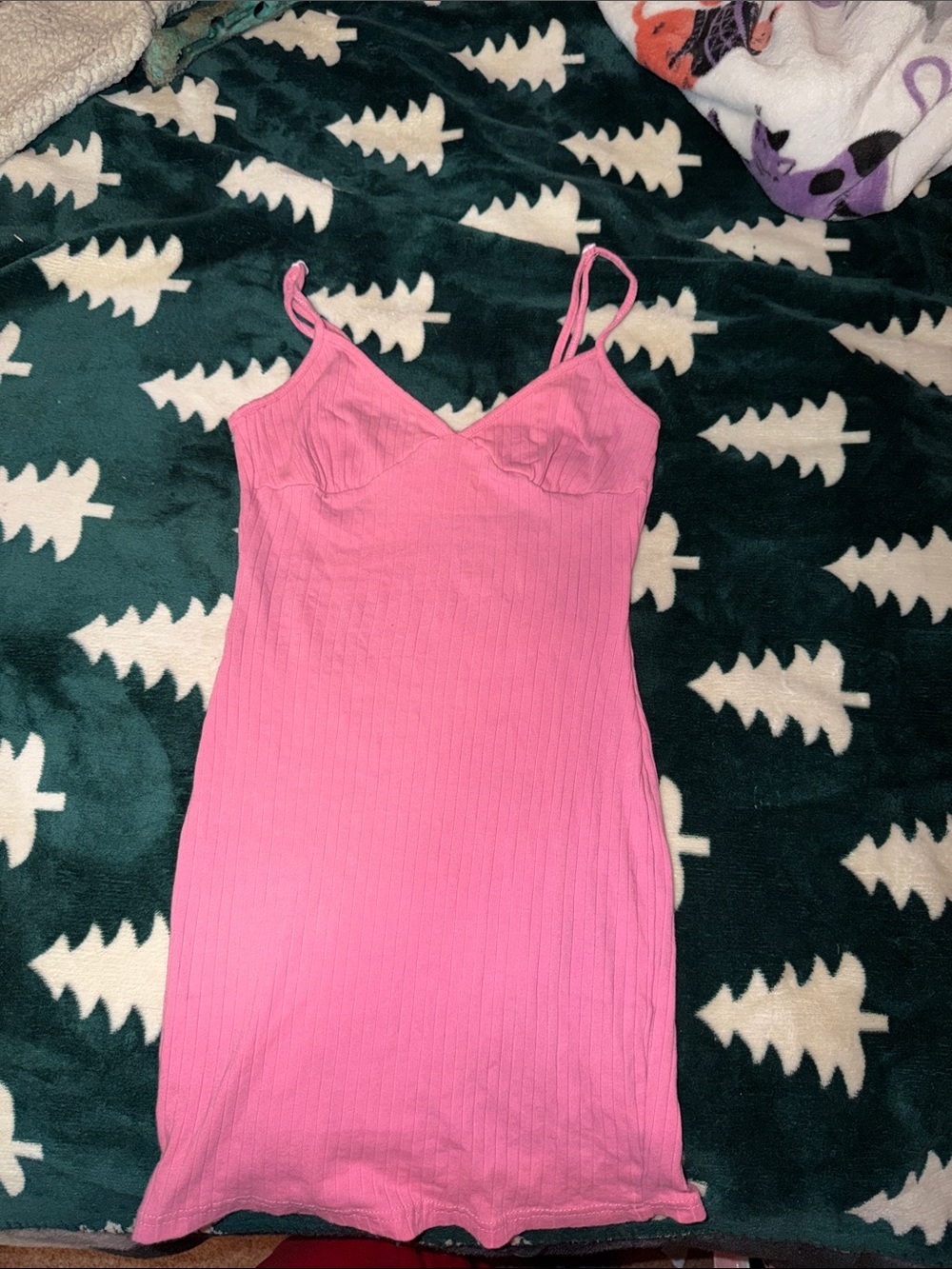 SHEIN Pink Ribbed Slip Dress with Adjustable Straps